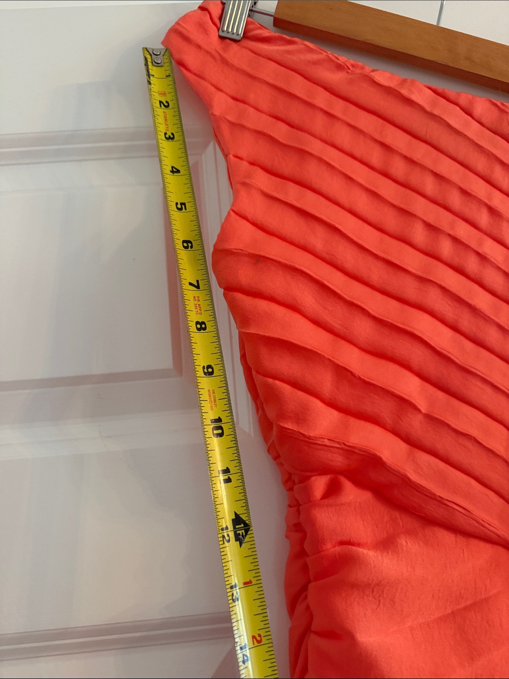 One-Shoulder Asymmetrical Pleated Dress In Coral — image 6 of 8